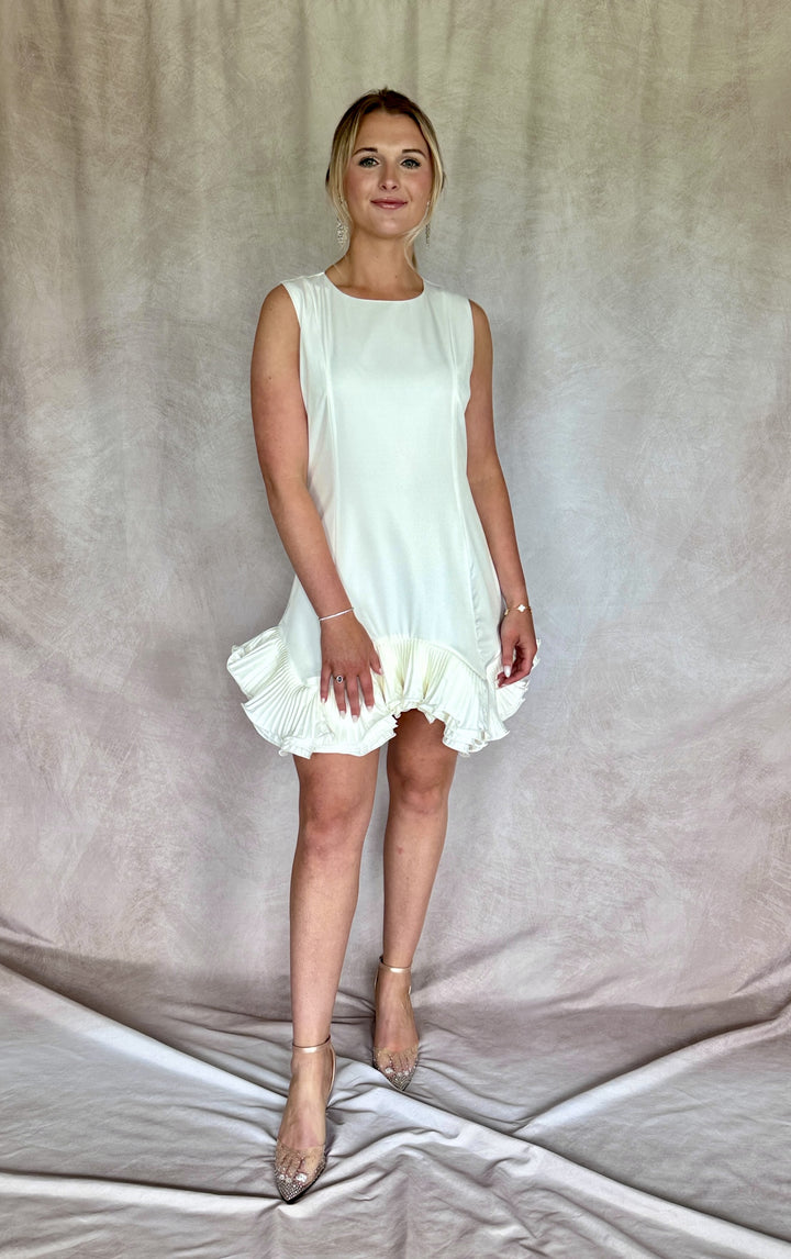 Belle of the Ball White Ruffle Hem Dress