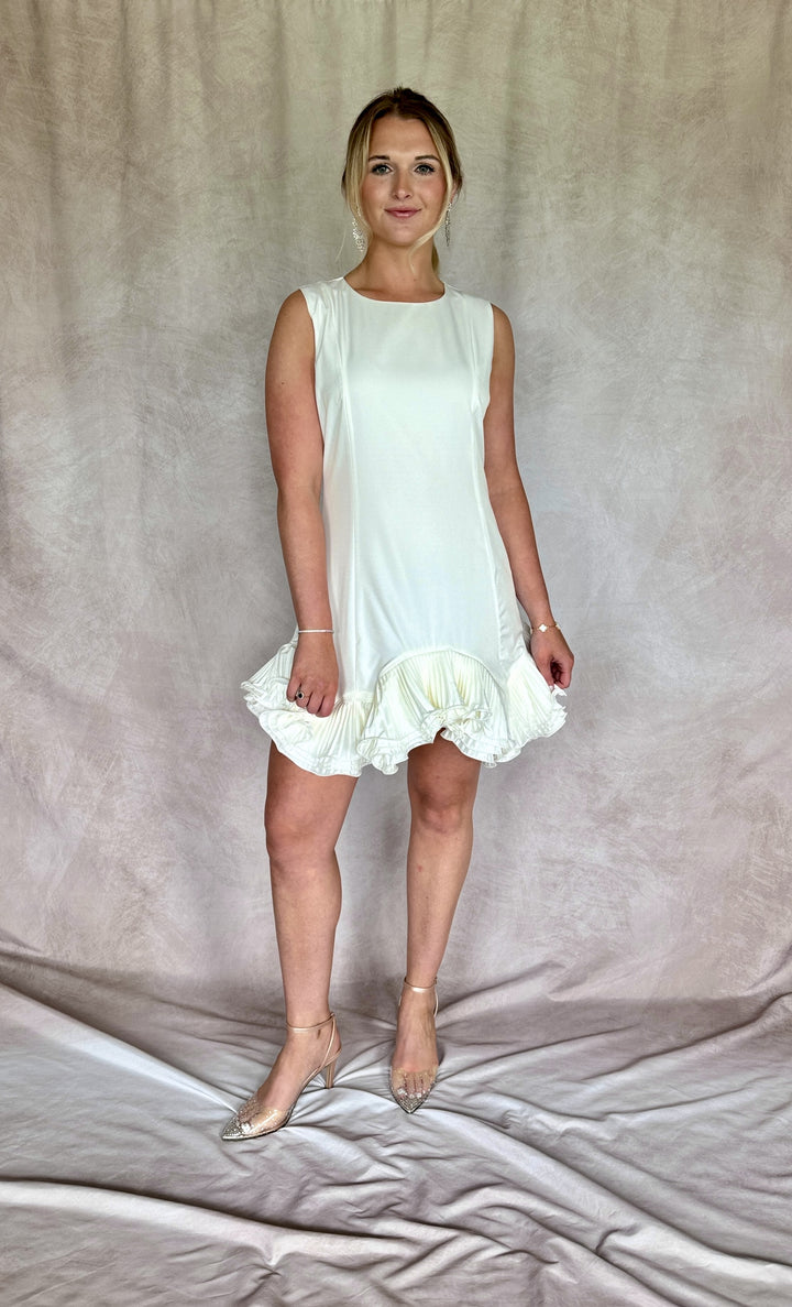 Belle of the Ball White Ruffle Hem Dress