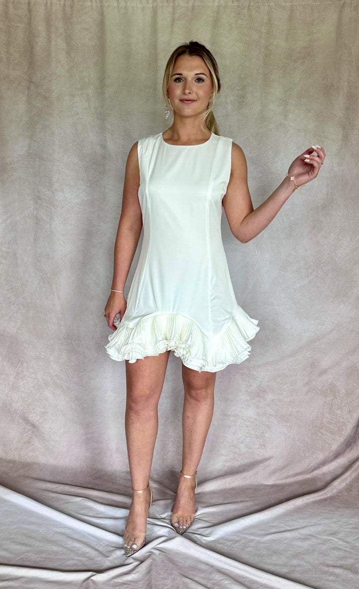 Belle of the Ball White Ruffle Hem Dress