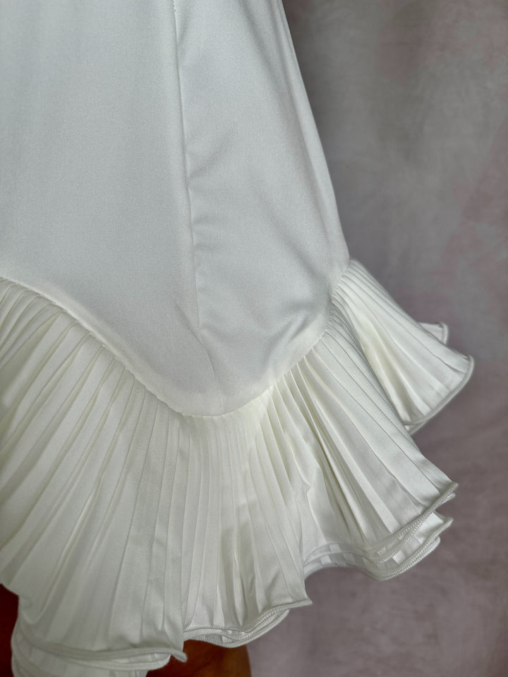 Belle of the Ball White Ruffle Hem Dress