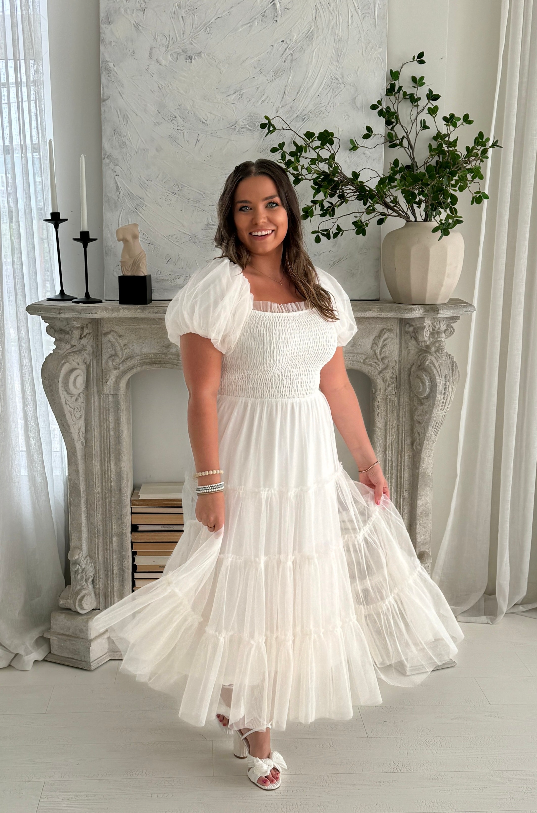 Summer Romance Puff Sleeve Dress Medium Summer Romance Puff Sleeve Dress – Shop Something White