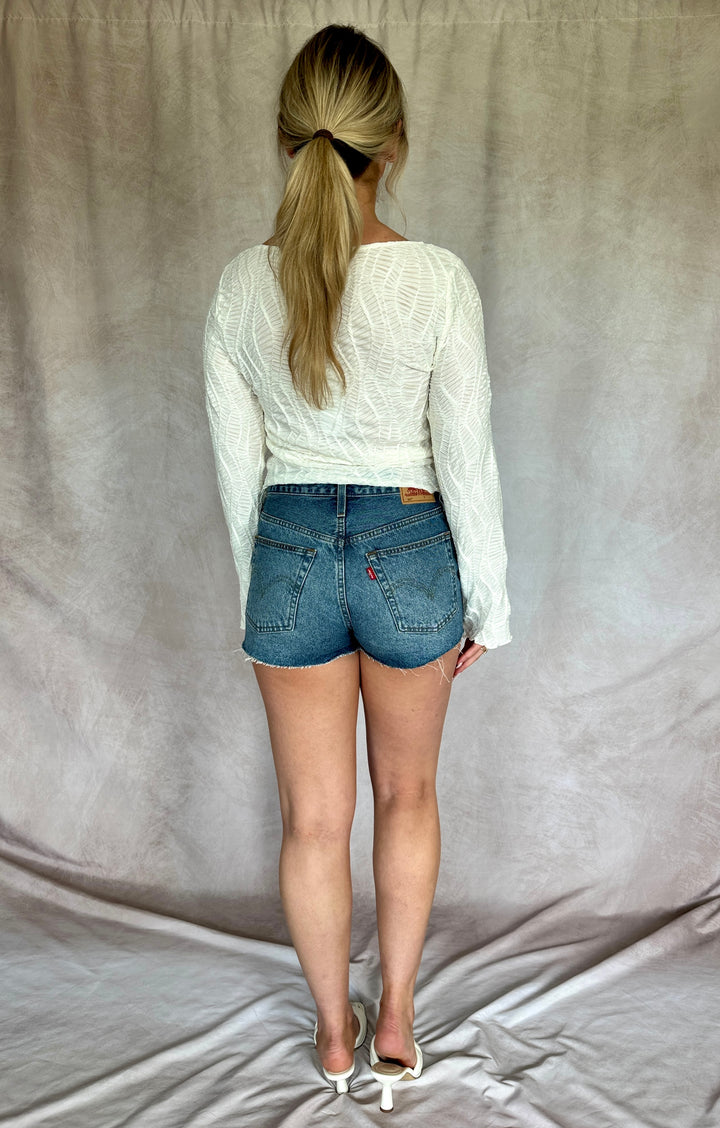 Malibu Ivory Textured Long Sleeve Top