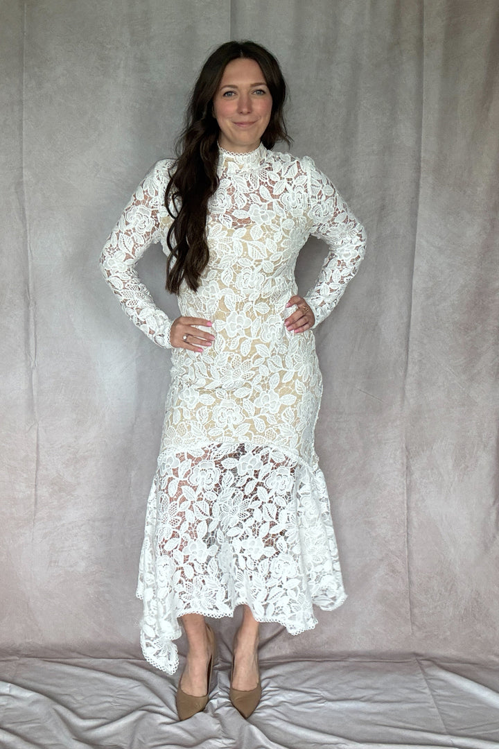 Something White Romantic Long Sleeve Lace Dress