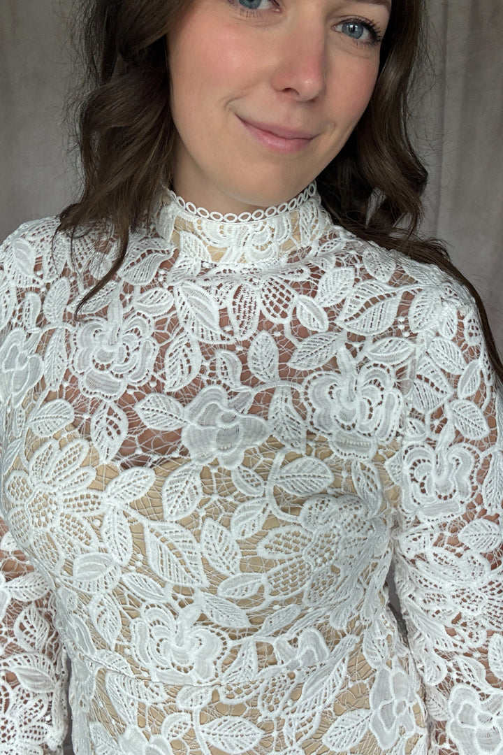 Something White Romantic Long Sleeve Lace Dress