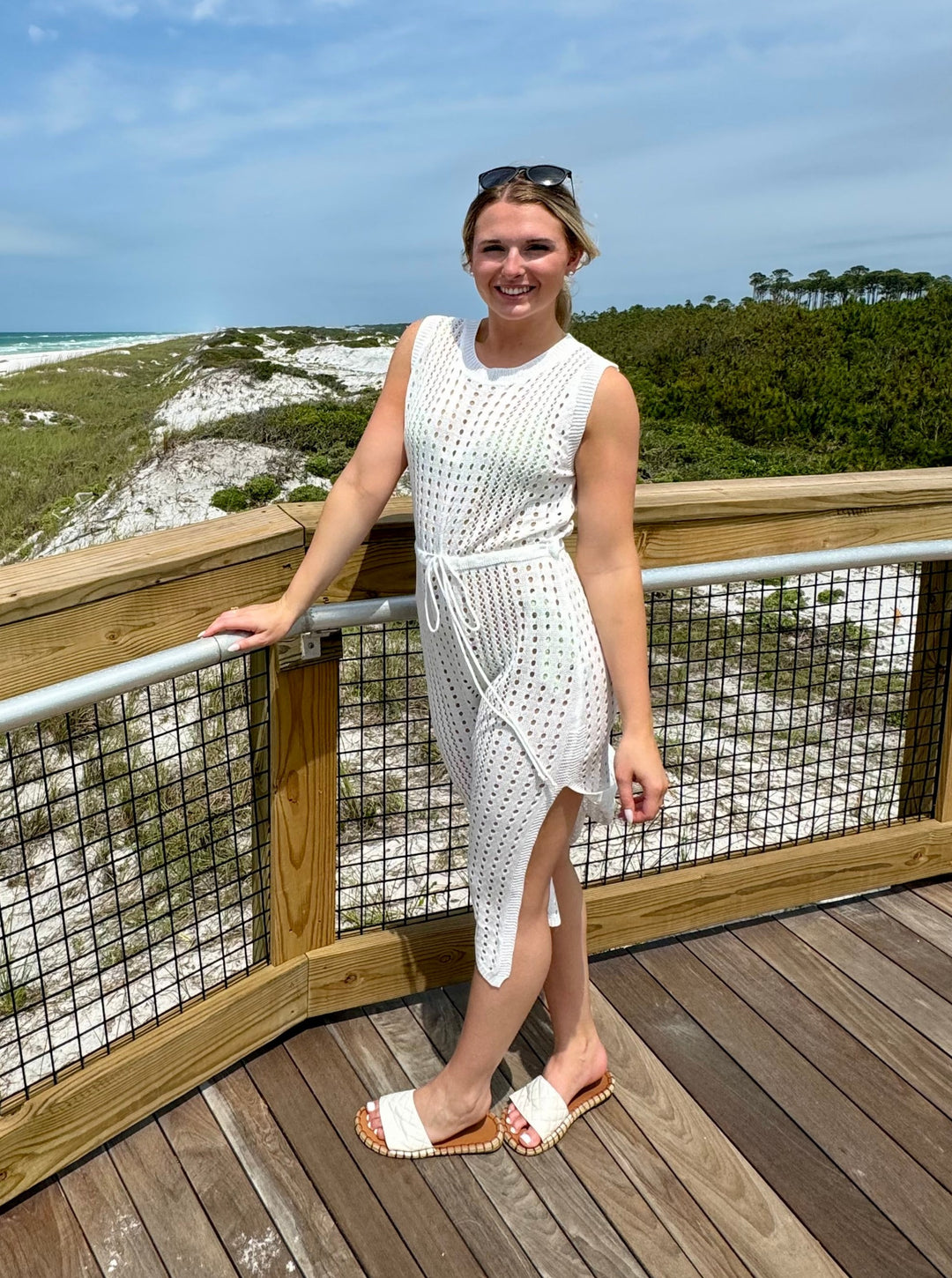 Honeymoon Crochet Beach Cover Up in White