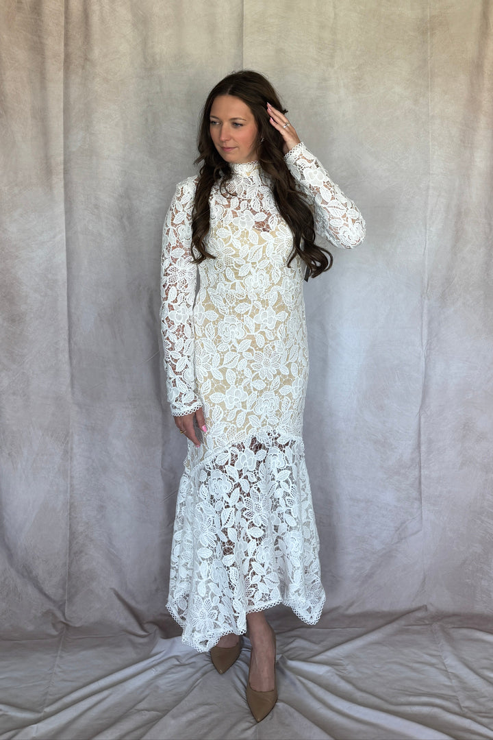 Something White Romantic Long Sleeve Lace Dress