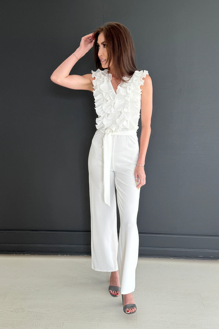 White Ruffle Tank Jumpsuit