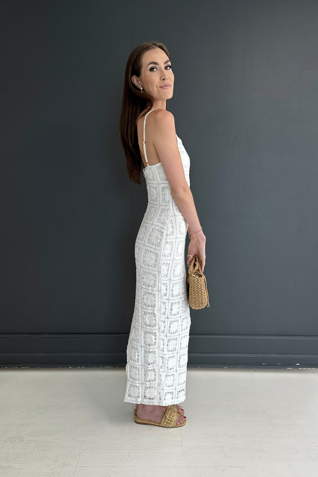 At the Beach White Crochet Maxi Dress