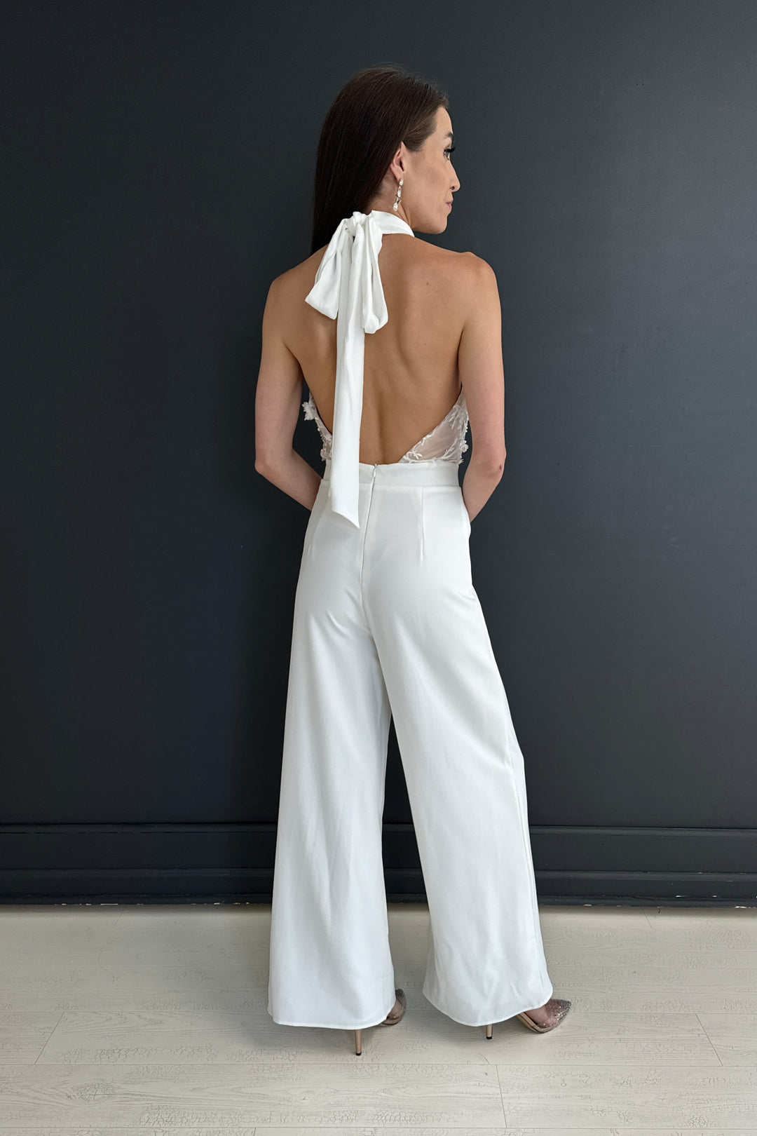 All Eyes on You White Embellished Jumpsuit