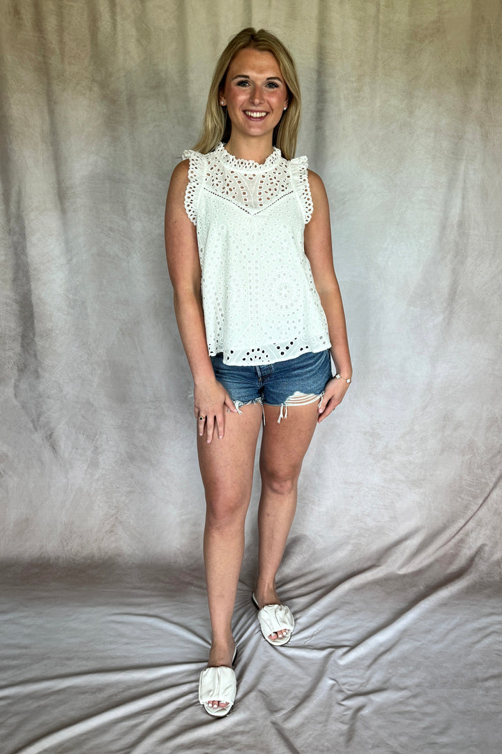 Summer Lovin' White Eyelet Tank Top