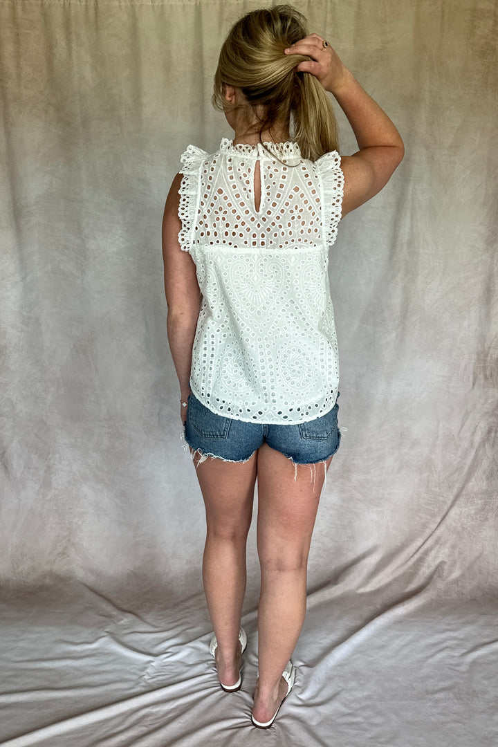 Summer Lovin' White Eyelet Tank Top