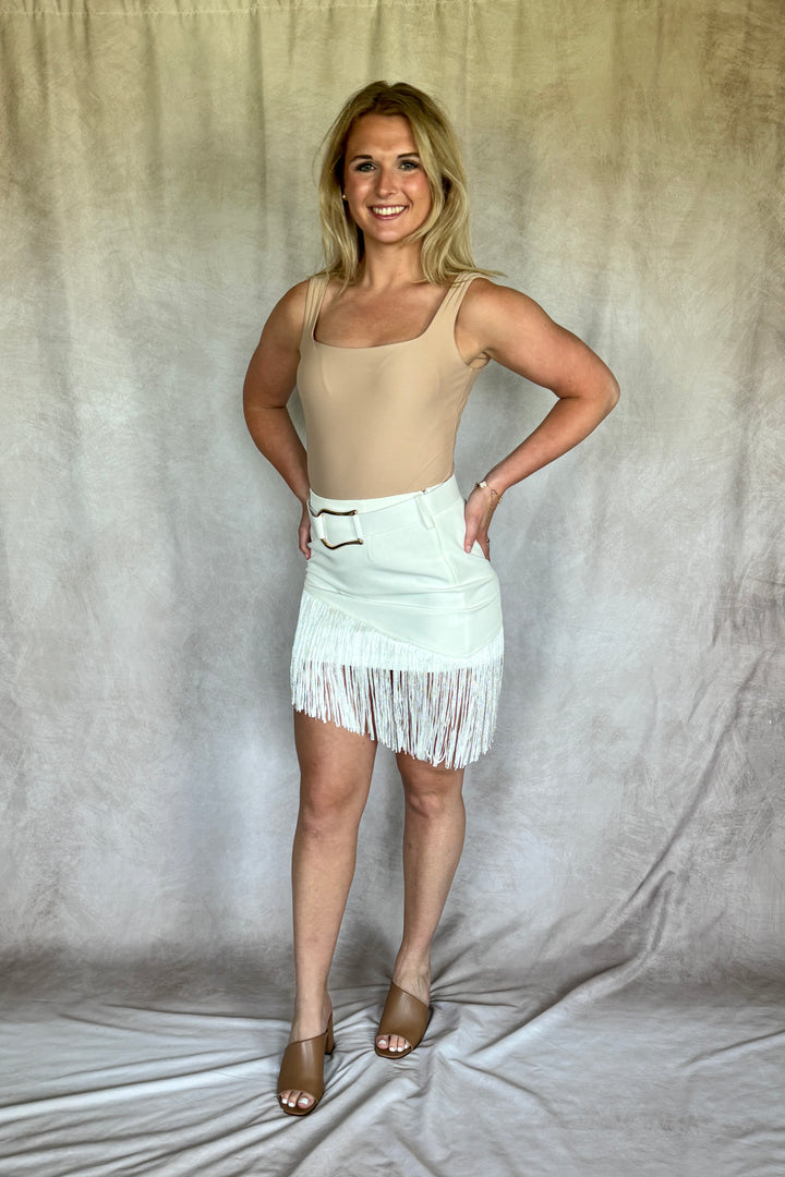 White Rodeo Fringe Skirt