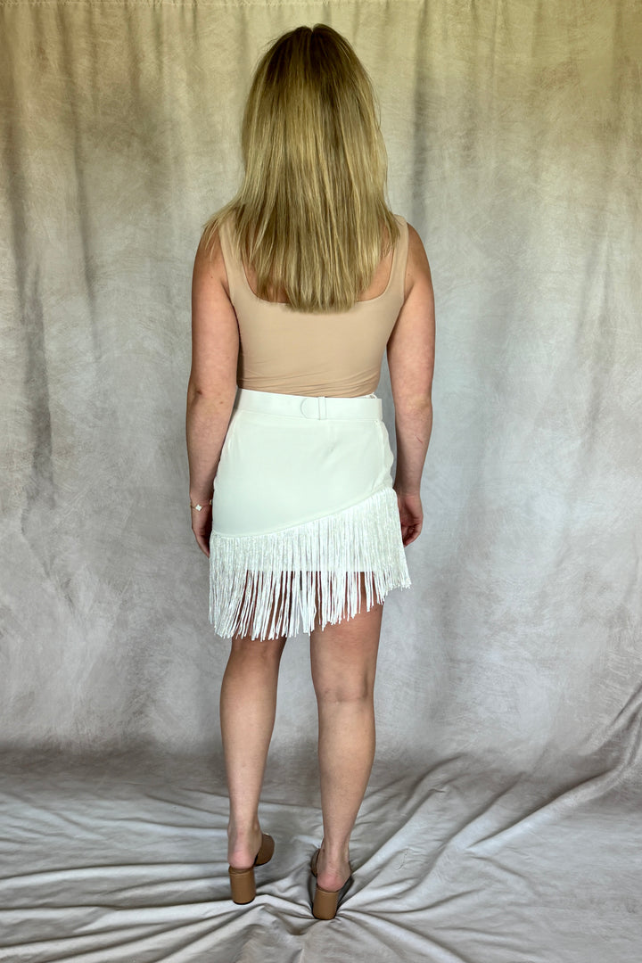 White Rodeo Fringe Skirt