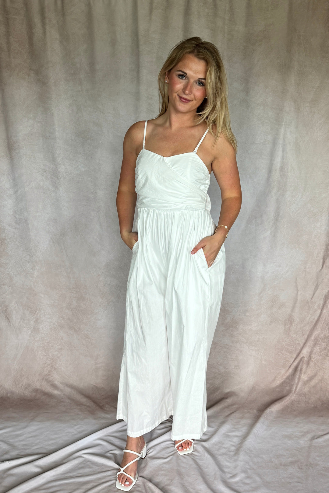 The Multi-Way Wide Leg White Jumpsuit