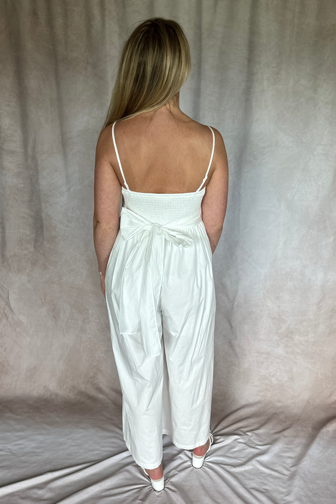 The Multi-Way Wide Leg White Jumpsuit