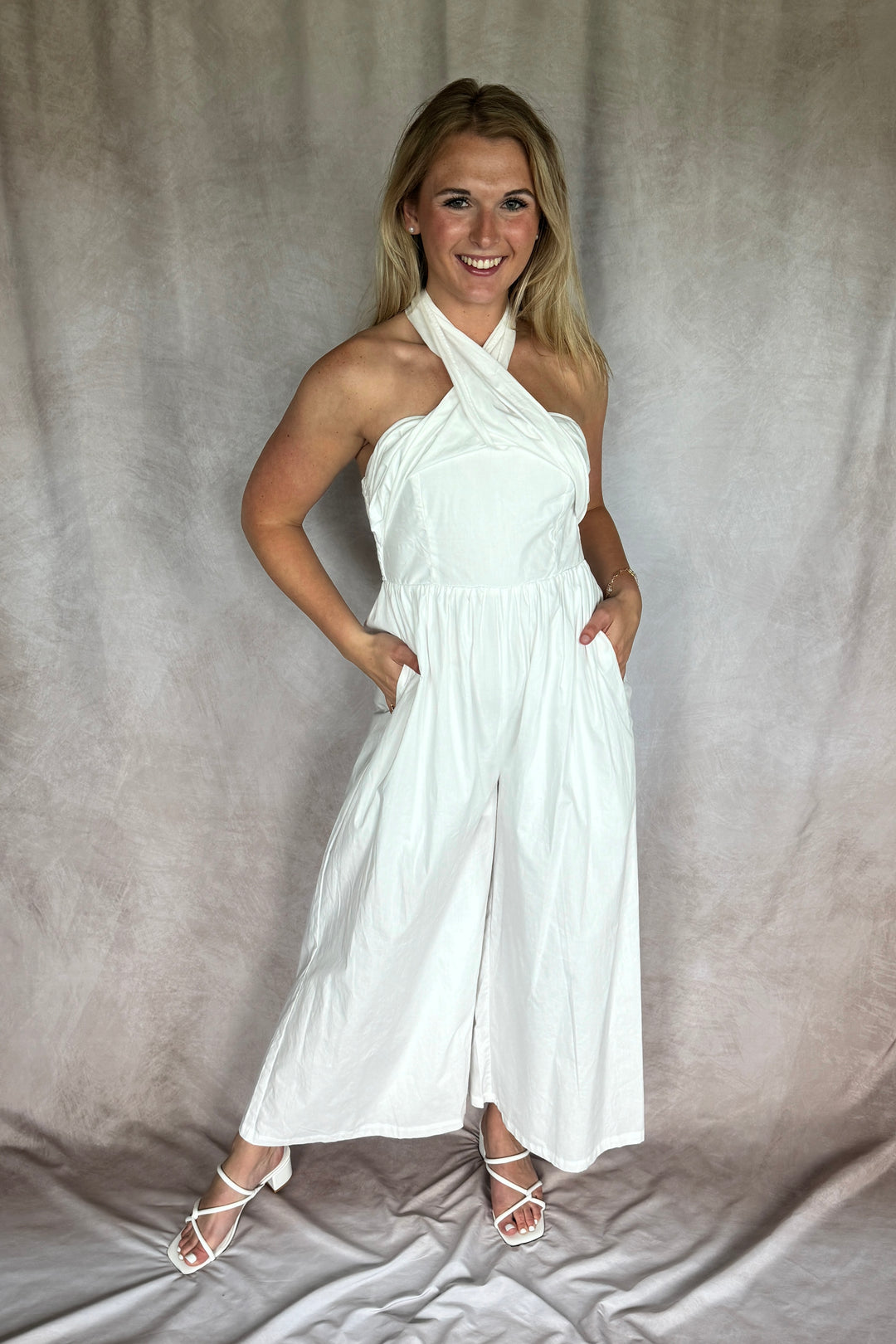 The Multi-Way Wide Leg White Jumpsuit