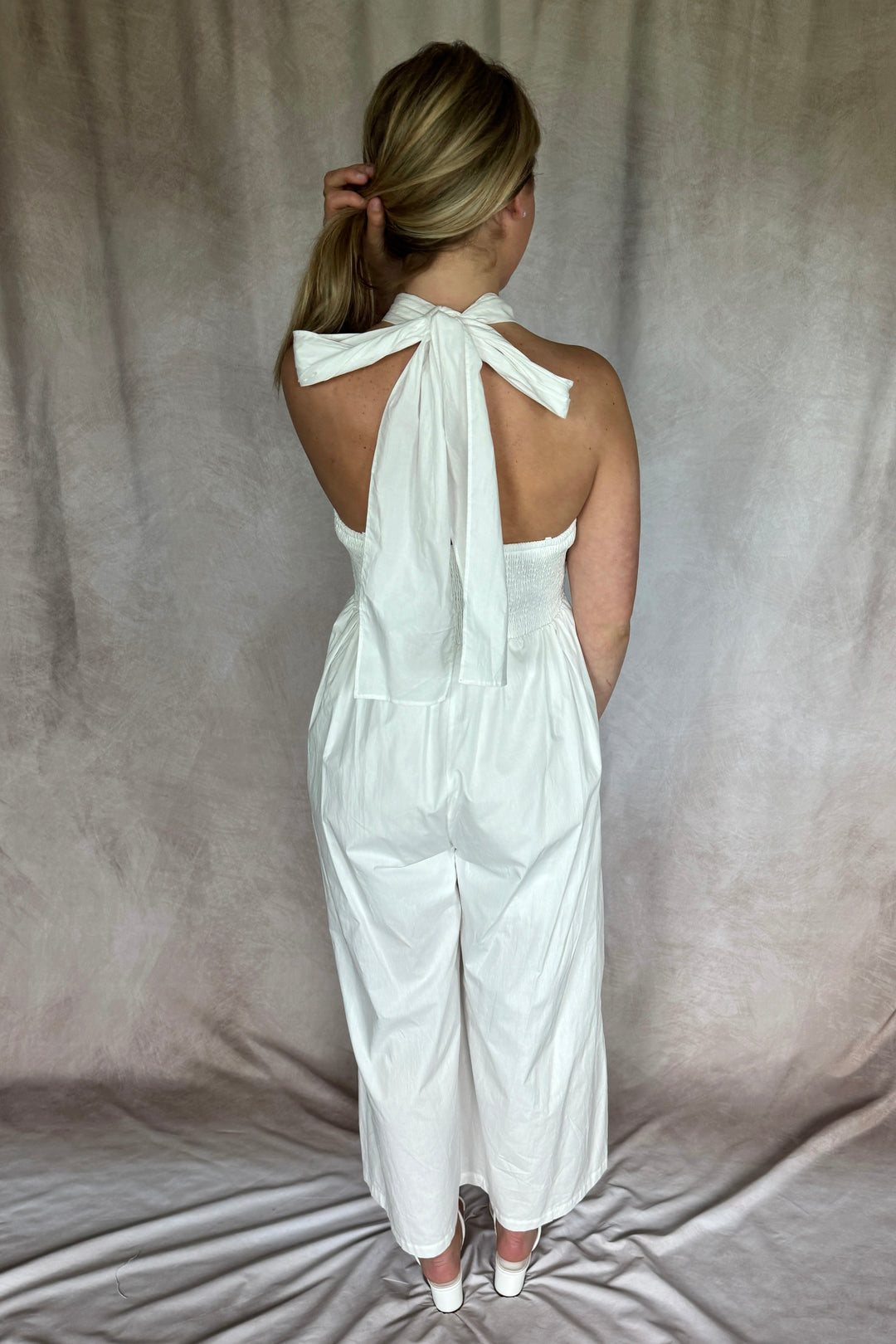 The Multi-Way Wide Leg White Jumpsuit