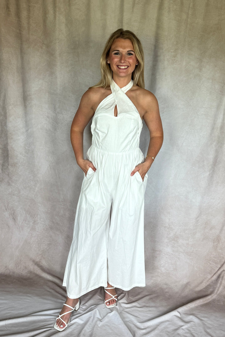 The Multi-Way Wide Leg White Jumpsuit