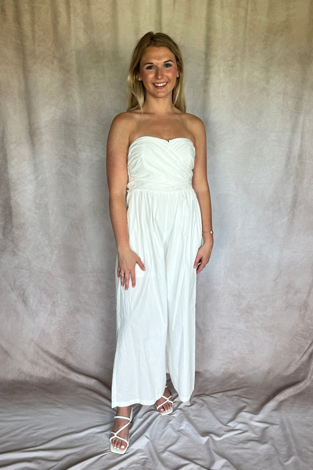 The Multi-Way Wide Leg White Jumpsuit