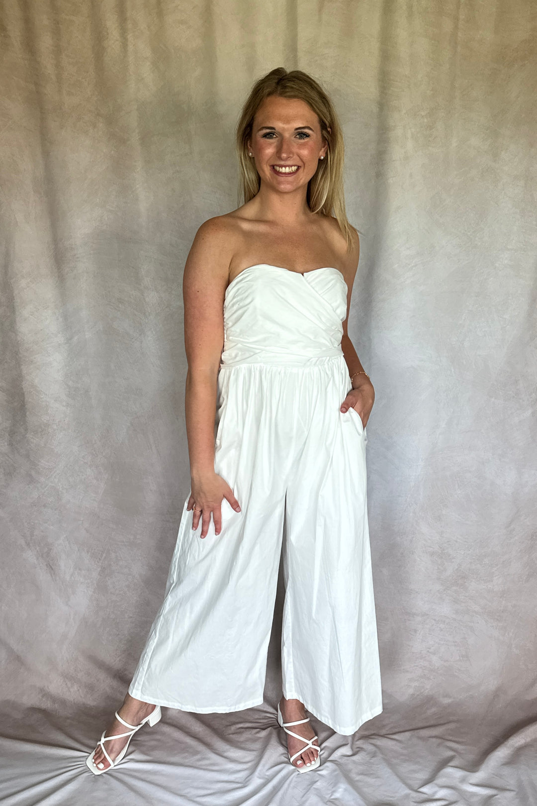 The Multi-Way Wide Leg White Jumpsuit