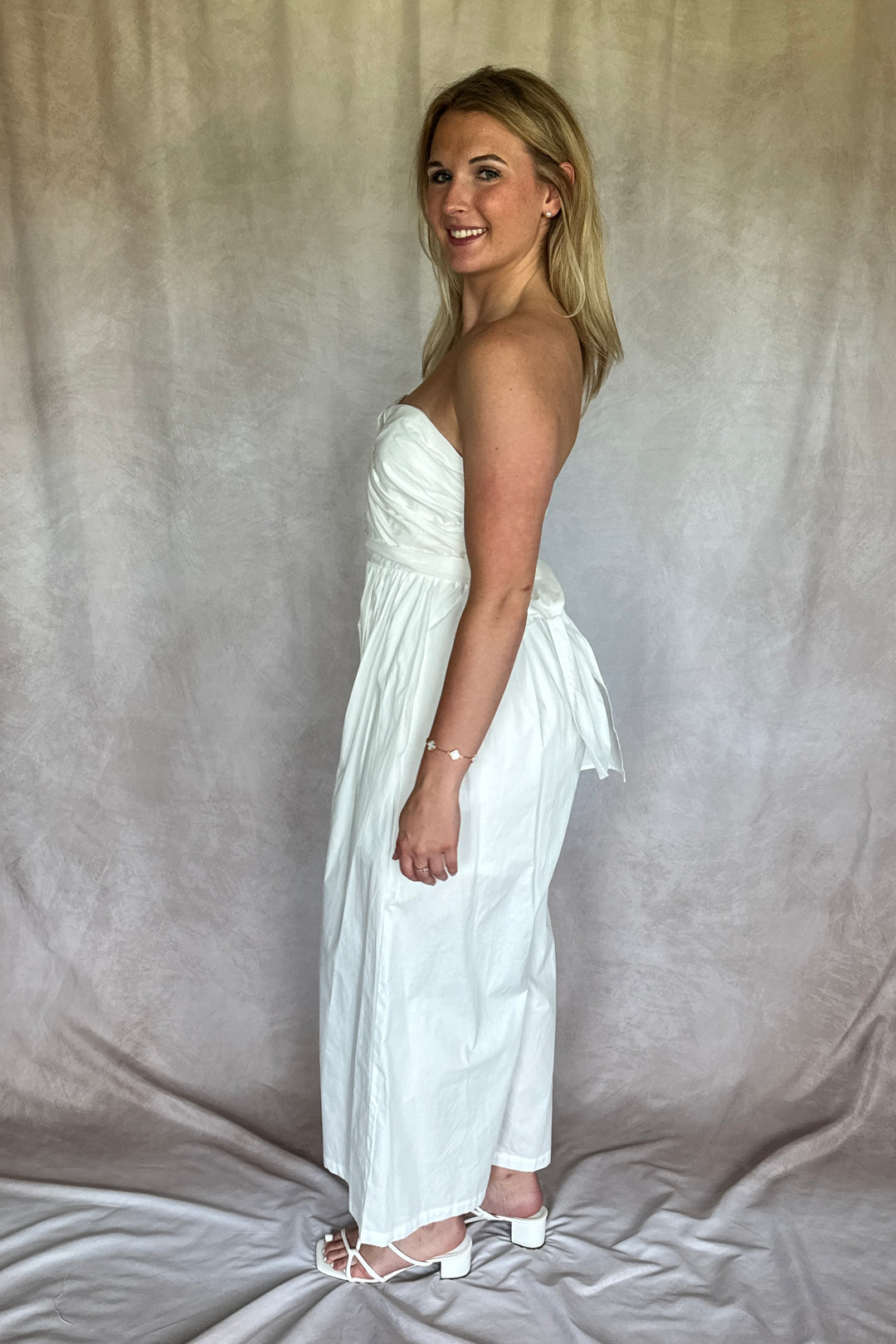 The Multi-Way Wide Leg White Jumpsuit