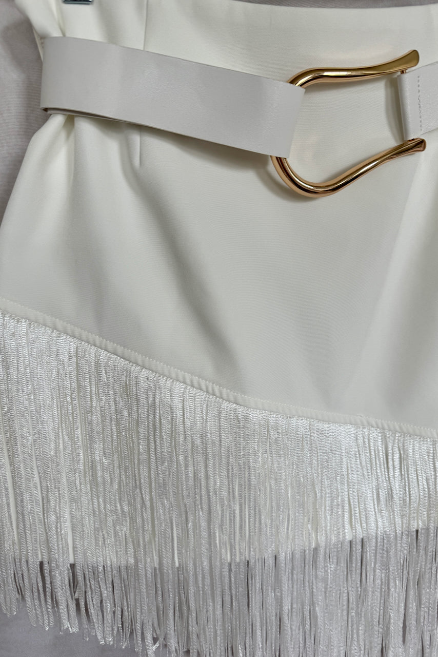 White Rodeo Fringe Skirt