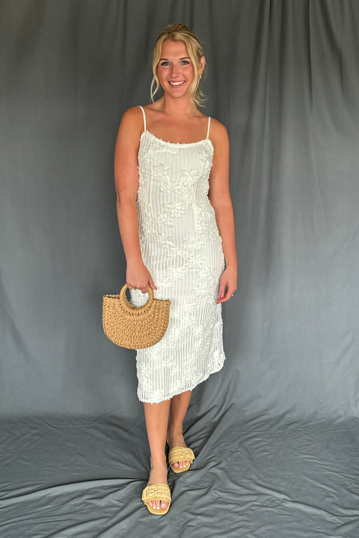 Crochet Off-White Midi Dress