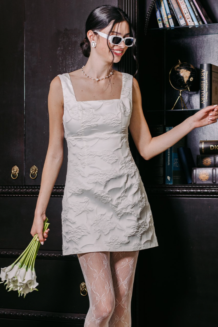 Square Neck White Mini Dress