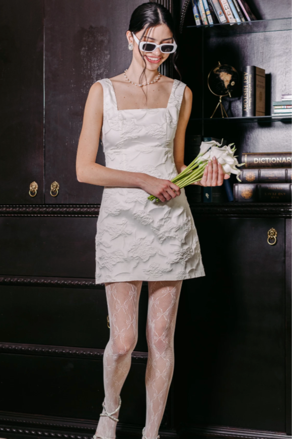 Square Neck White Mini Dress